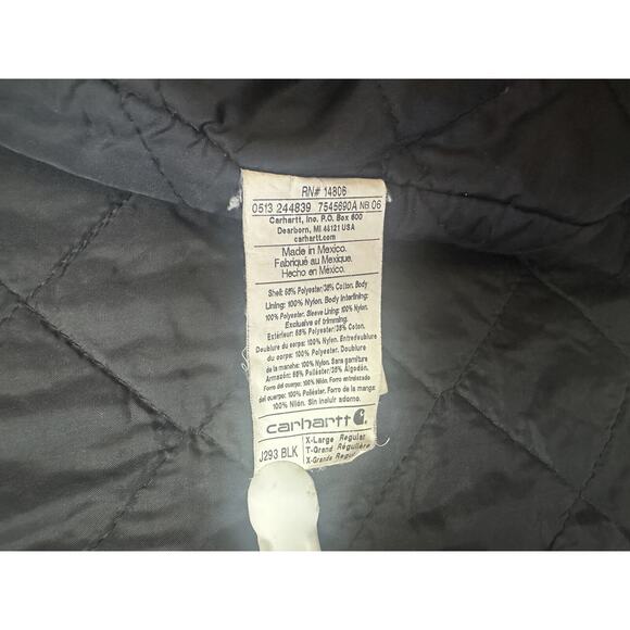 Carhartt Twill Work Jacket Midweight Quilt Lined J293 Blk Full Zip Men's Size XL - Picture 6 of 7